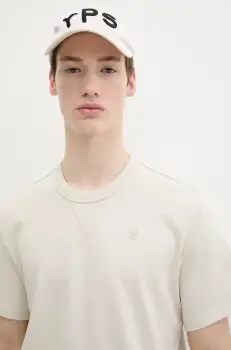 G-Star Raw tricou din bumbac barbati, culoarea bej, neted, D24449-C812 imagine