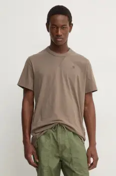 G-Star Raw tricou din bumbac barbati, culoarea maro, neted, D24449-336 imagine