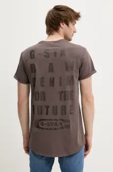 G-Star Raw tricou din bumbac barbati, culoarea maro, neted, D25971-2653 imagine