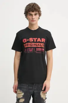 G-Star Raw tricou din bumbac barbati, culoarea negru, cu imprimeu, D25149-336 imagine