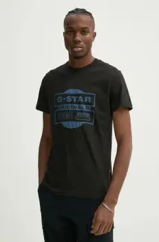 G-Star Raw tricou din bumbac barbati, culoarea negru, cu imprimeu, D25443-8415 imagine