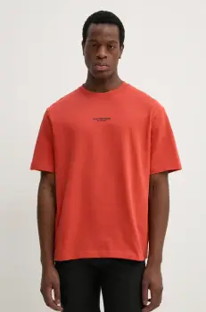 G-Star Raw tricou din bumbac barbati, culoarea portocaliu, cu imprimeu imagine