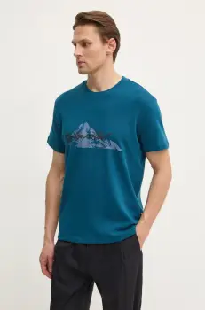 G-Star Raw tricou din bumbac barbati, culoarea turcoaz, cu imprimeu, D25158-C812 imagine