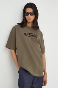 G-Star Raw tricou din bumbac barbati, culoarea verde, cu imprimeu imagine