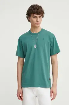 G-Star Raw tricou din bumbac barbati, culoarea verde, neted imagine
