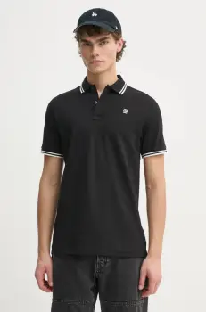 G-Star Raw tricou polo barbati, culoarea negru, neted imagine