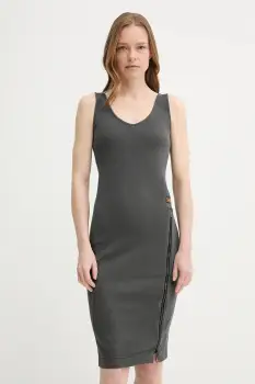 G-Star rochie din bumbac culoarea gri, midi, mulata, D26593-E040 imagine