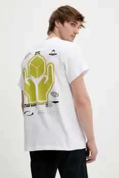 G-Star tricou din bumbac culoarea alb, cu imprimeu, D26046-C336 imagine