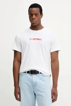 G-Star tricou din bumbac culoarea alb, cu imprimeu, D26832.D975 imagine