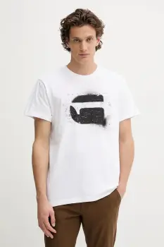 G-Star tricou din bumbac culoarea alb, cu imprimeu, D26833.D101 imagine