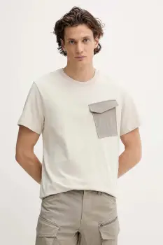 G-Star tricou din bumbac culoarea bej, uni, D26844.C784 imagine