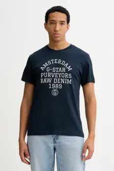 G-Star tricou din bumbac culoarea bleumarin, cu imprimeu, D26856-C372 imagine