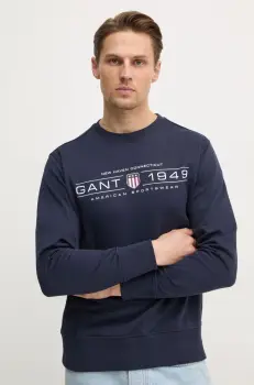 Gant bluza barbati, culoarea albastru marin, cu imprimeu, 2044016 imagine