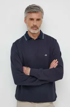 Gant bluza barbati, culoarea albastru marin, cu imprimeu imagine