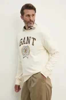 Gant bluza barbati, culoarea bej, cu imprimeu, 2015069 imagine