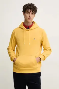 Gant bluza barbati, culoarea galben, cu gluga, neted imagine