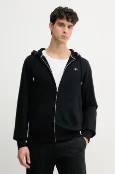 Gant bluza barbati, culoarea negru, cu gluga, neted imagine