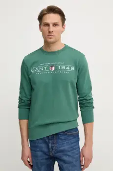 Gant bluza barbati, culoarea verde, cu imprimeu, 2044016 imagine