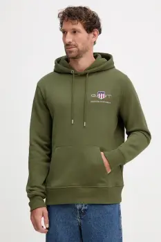 Gant bluza culoarea verde, cu gluga, cu imprimeu, 2047084 imagine