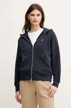 Gant bluza femei, culoarea albastru marin, cu gluga, neted, 4201412 imagine