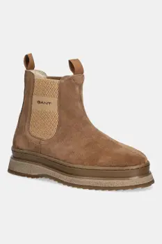 Gant botine din piele intoarsa Sistown culoarea maro, cu platforma, 31553102 imagine