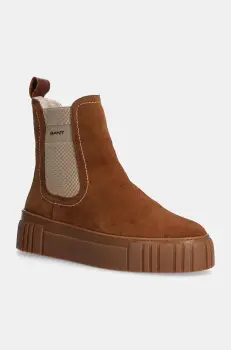 Gant botine din piele intoarsa Snowmont femei, culoarea maro, cu platforma, izolare usoara, 29553786 G45 imagine