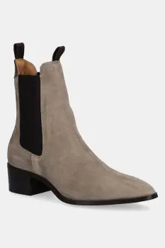 Gant botine din piele intoarsa St Broomly culoarea bej, cu toc plat, 31553093 imagine