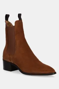 Gant botine din piele intoarsa St Broomly culoarea maro, cu toc plat, 31553093 imagine