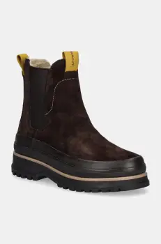 Gant botine din piele intoarsa Wintly femei, culoarea maro, cu toc plat, izolat, 29553795 G462 imagine