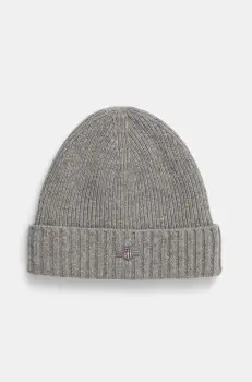 Gant caciula de lana culoarea gri, de lana, din tricot gros imagine