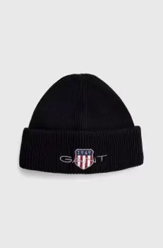 Gant caciula din amestec de lana culoarea negru, din tricot gros imagine