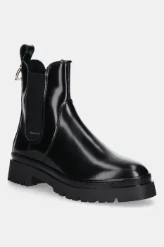 Gant ghete chelsea de piele Aligrey culoarea negru, cu toc plat, 31551158 imagine