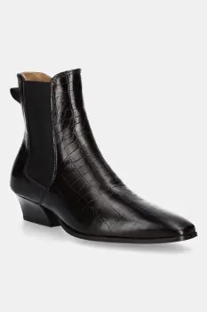 Gant ghete chelsea de piele Bassotte culoarea maro, cu toc drept, 31551148 imagine
