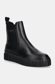 Gant ghete chelsea de piele Snowmont femei, culoarea negru, cu platforma, izolat, 29551787 G00 imagine