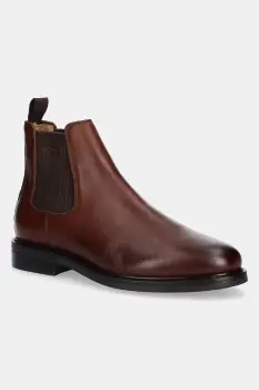 Gant ghete chelsea de piele St Fairkon culoarea maro, 31651089 imagine