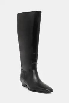 Gant ghete de piele Bassotte culoarea negru, cu toc drept, 31581076 imagine