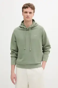 Gant hanorac de bumbac culoarea verde, cu gluga, neted, 2067035 imagine