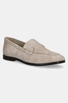 Gant mocasini din piele intoarsa Gimble culoarea bej, cu toc plat, 30573865.G11 imagine