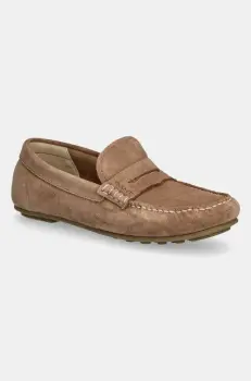 Gant mocasini din piele intoarsa Seabaya culoarea maro, cu toc plat, 30573932.G146 imagine