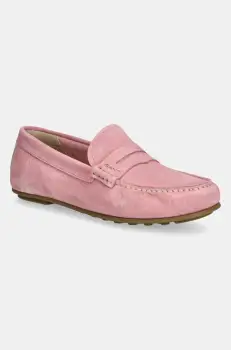 Gant mocasini din piele intoarsa Seabaya culoarea roz, cu toc plat, 30573932.G580 imagine