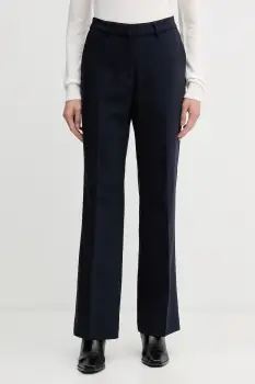 Gant pantaloni culoarea bleumarin, drept, high waist, 4150334 imagine