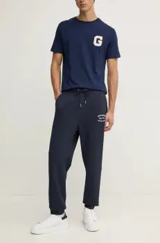 Gant pantaloni de trening culoarea albastru marin, cu imprimeu, 2015072 imagine
