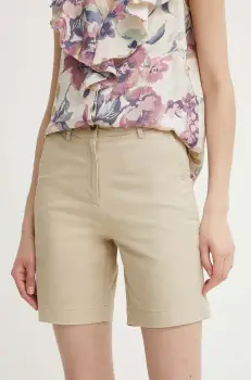 Gant pantaloni scurti femei, culoarea bej, neted, medium waist, 4020078 imagine