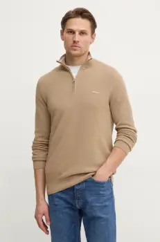 Gant pulover de bumbac culoarea bej, light imagine