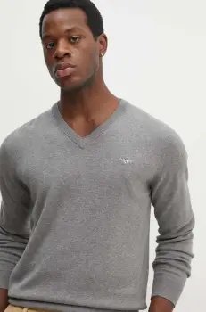 Gant pulover de bumbac culoarea gri, light imagine