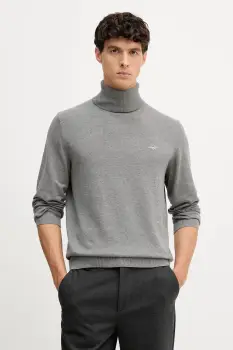 Gant pulover de bumbac culoarea gri, light, cu guler, 8030563 imagine