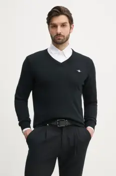 Gant pulover de bumbac culoarea negru, light, 8030562 imagine