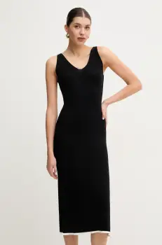 Gant rochie culoarea negru, midi, mulata, 4502086 imagine