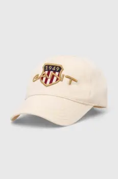 Gant sapca de baseball din bumbac culoarea bej, cu imprimeu imagine