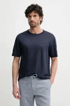 Gant tricou de in barbati, culoarea albastru marin, neted, 2003318 imagine